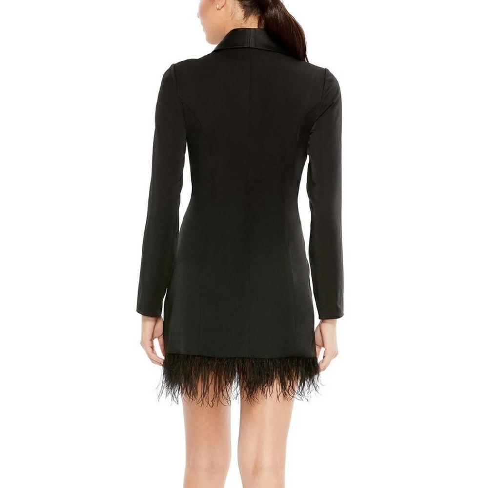 Mac Duggal Women's Ieena Feathered Trim Tuxedo Dress Dress 26510 size 2 - Picture 5 of 7
